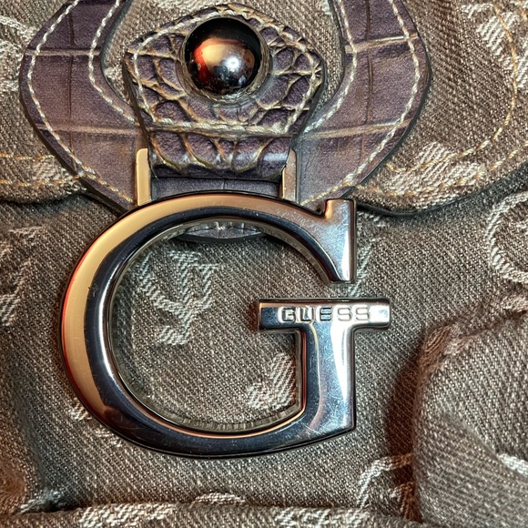 Y2K Vintage GUESS Ella Mini Belt Bag Denim Beige/ Grey with Silver Hardware. - Picture 5 of 15